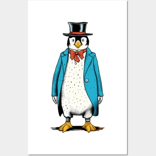 Penguin in blue tuxedo Posters and Art